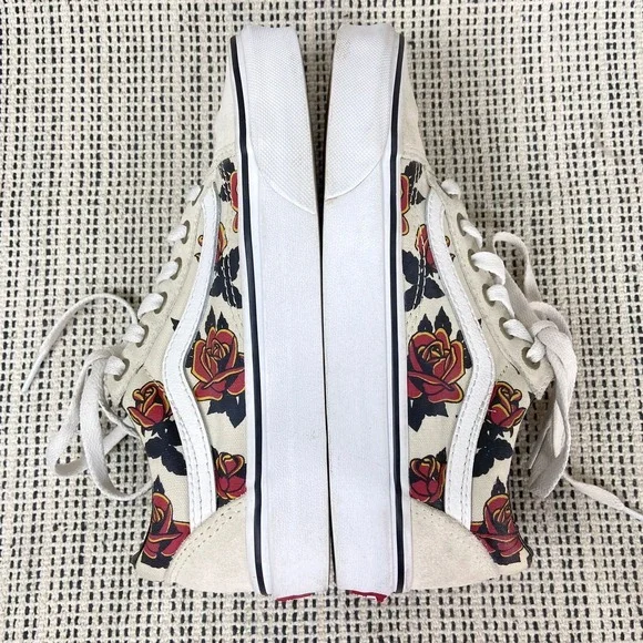 Vans Old Skool Mary Rand Floral Rose Skate Shoes Sneakers Size 6 Ivory Low Top - Picture 8 of 8